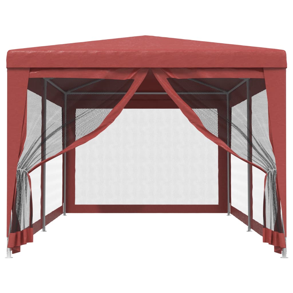 Party stan se 6 síťovanými bočnicemi červený 3 x 6 m HDPE