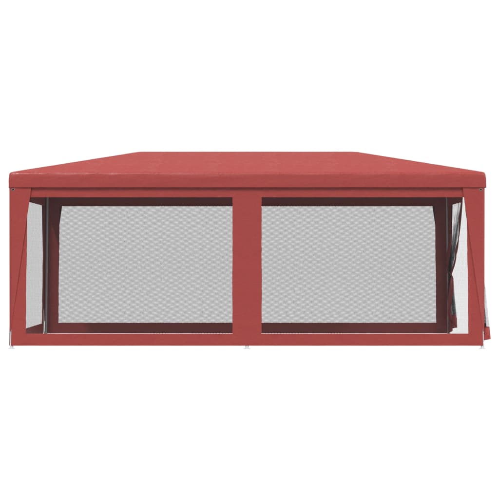 Party stan se 6 síťovanými bočnicemi červený 3 x 6 m HDPE
