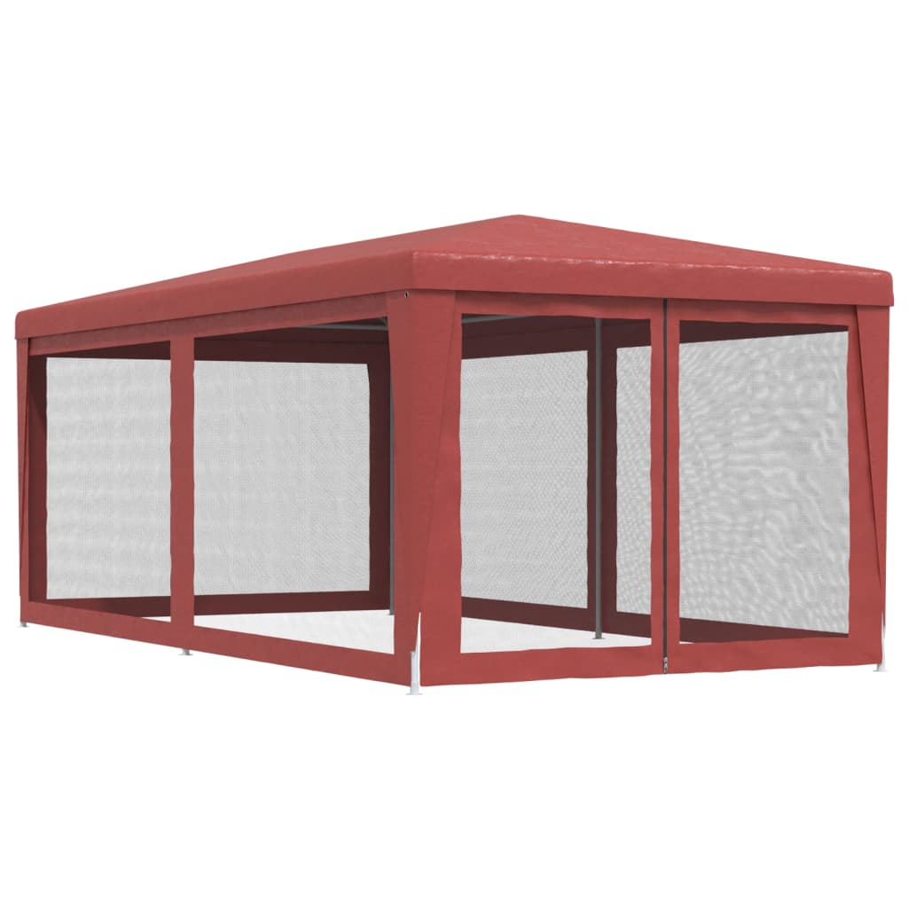 Party stan se 6 síťovanými bočnicemi červený 3 x 6 m HDPE