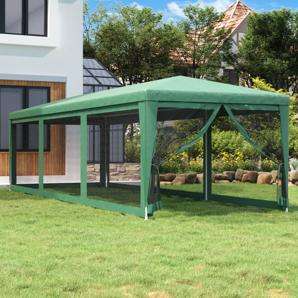 Party stan s 8 síťovanými bočnicemi zelený 3 x 9 m HDPE