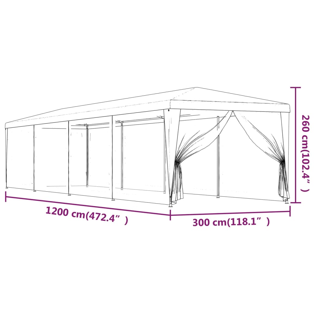 Party stan s 10 síťovanými bočnicemi antracitový 3 x 12 m HDPE