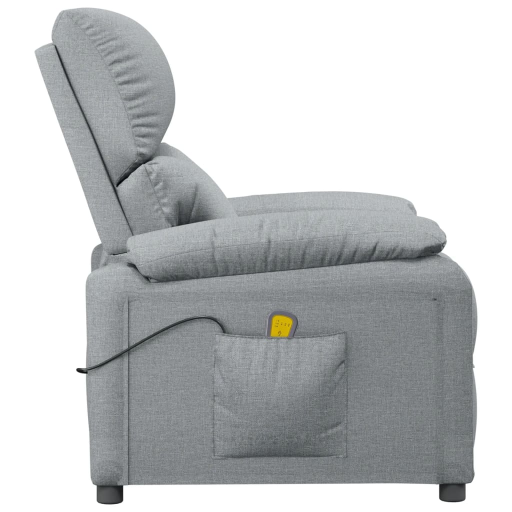Masážní křeslo světle šedé textil