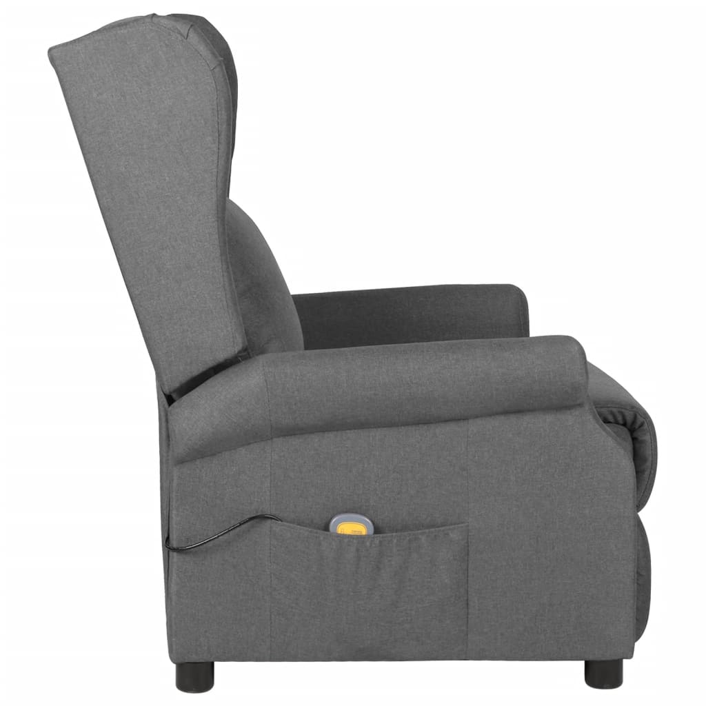 Masážní křeslo světle šedé textil
