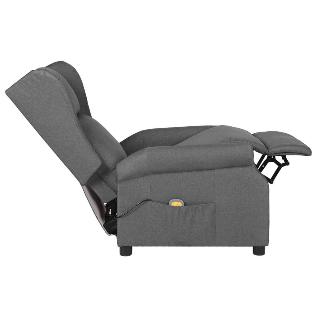 Masážní křeslo světle šedé textil
