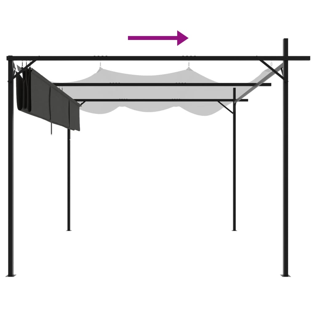 Pergola se zatahovací střechou antracitová 295 x 292 x 230 cm