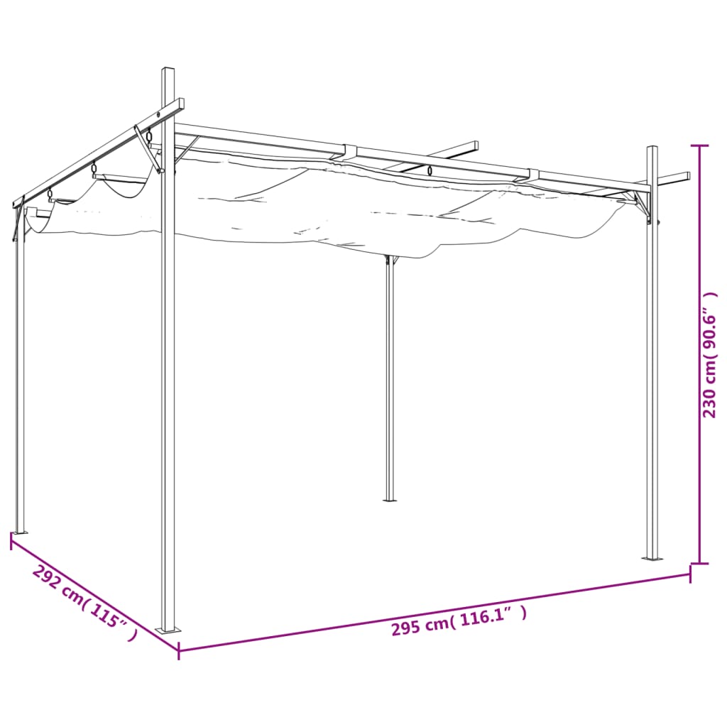 Pergola se zatahovací střechou antracitová 295 x 292 x 230 cm