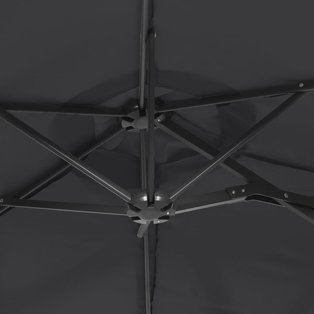 Dvojitý slunečník s LED černý 316 x 240 cm