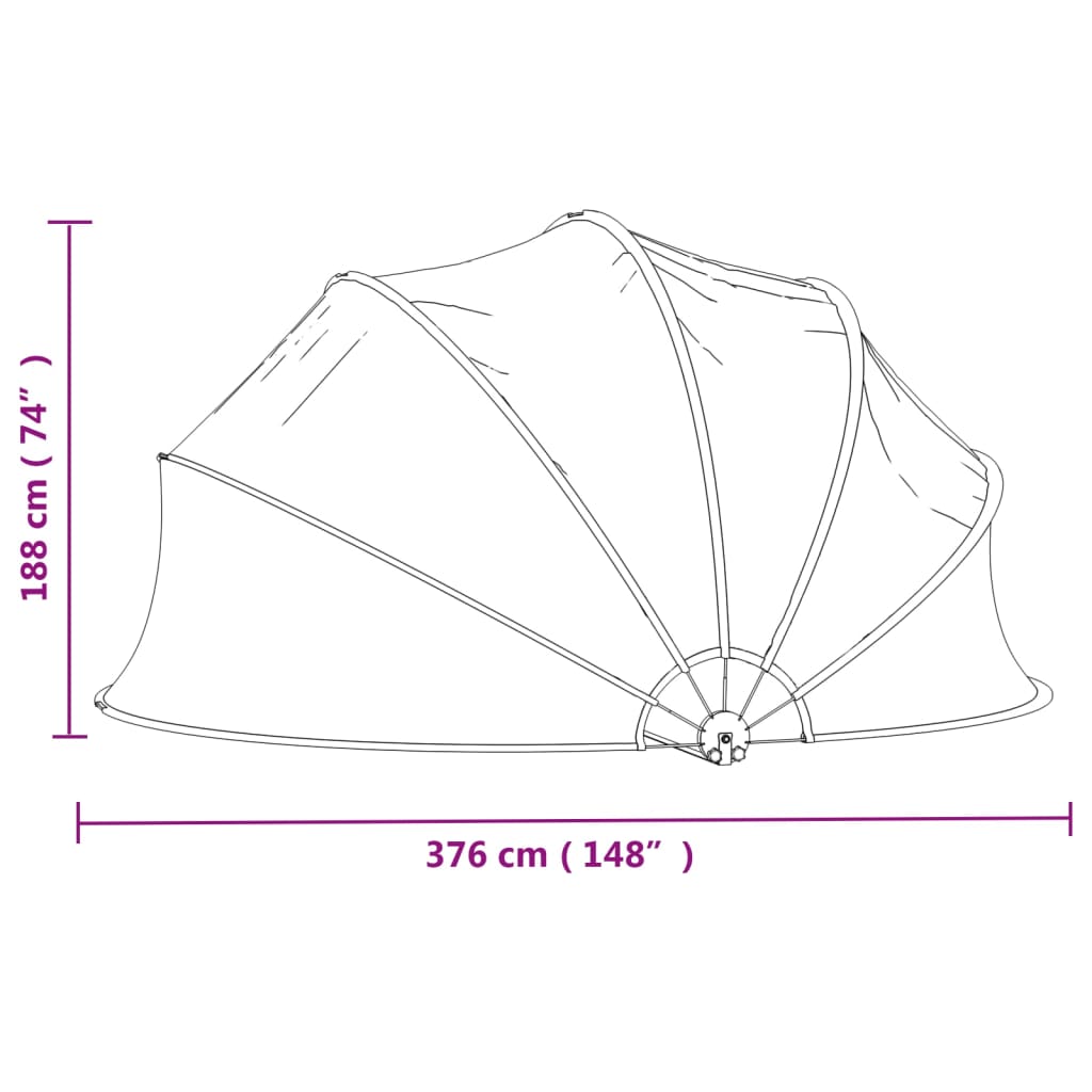 Kopule na bazén kulatá 376 x 188 cm PVC
