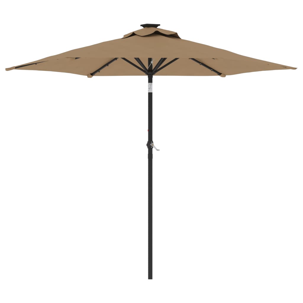 Zahradní slunečník s LED a ocelovou tyčí taupe 225x225x212 cm