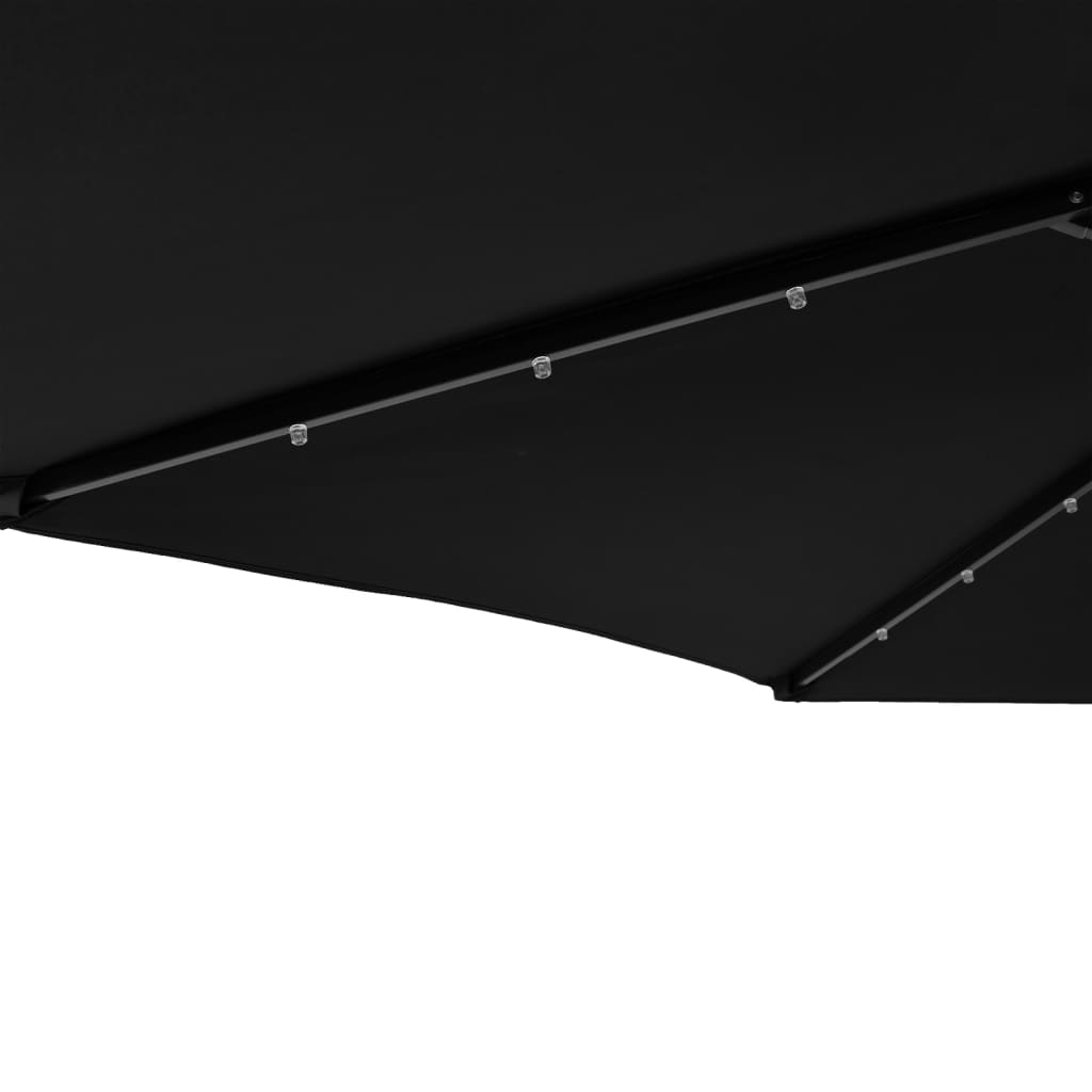 Zahradní slunečník s LED a ocelovou tyčí černý 225x225x212 cm