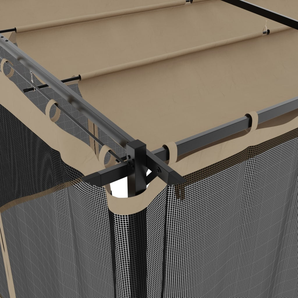 Altán se síťovanými stěnami taupe 6 x 3 m ocel