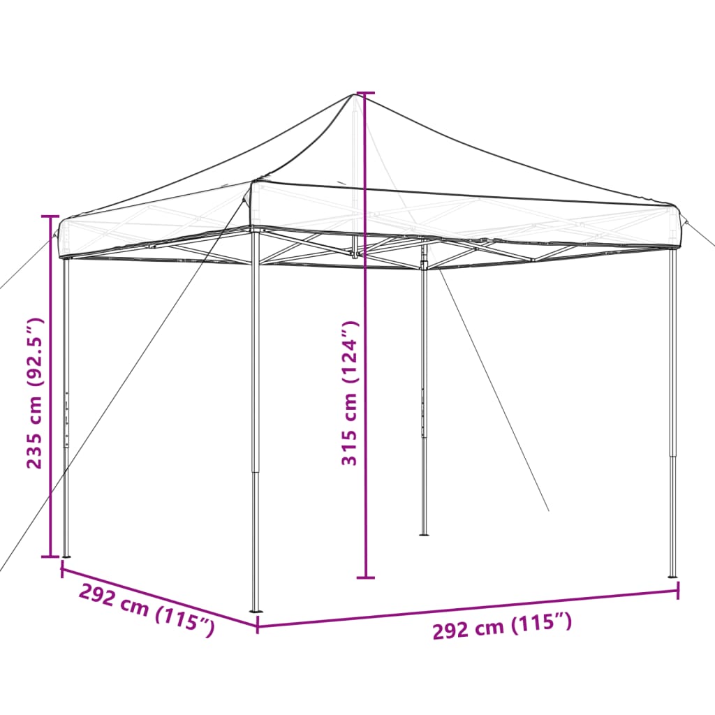 Skládací party stan pop-up hnědý 292 x 292 x 315 cm