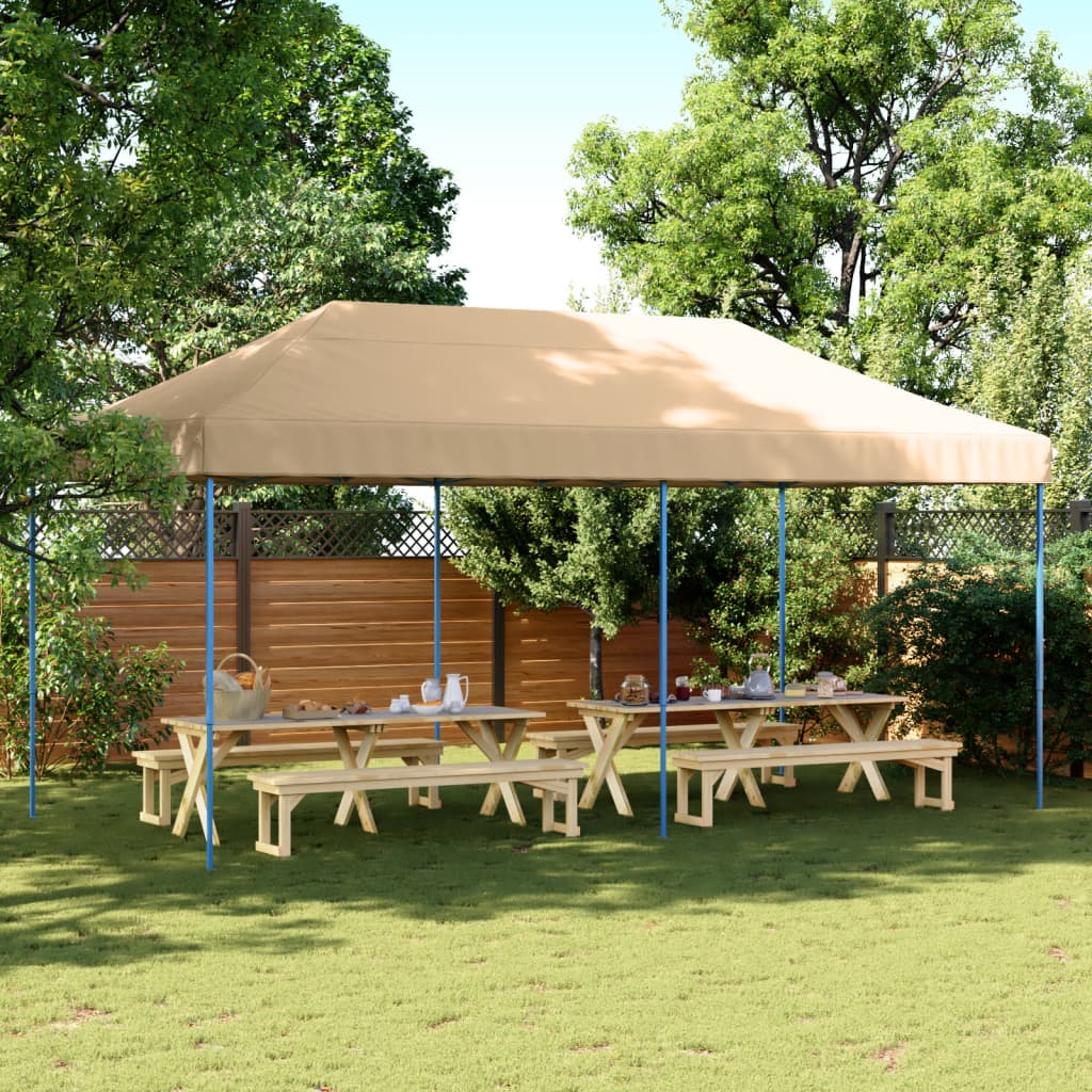 Skládací party stan pop-up béžový 580 x 292 x 315 cm