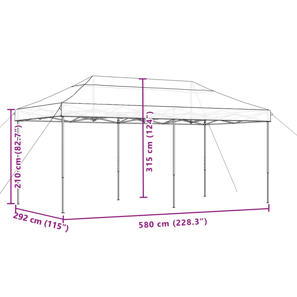 Skládací party stan pop-up zelený 580 x 292 x 315 cm