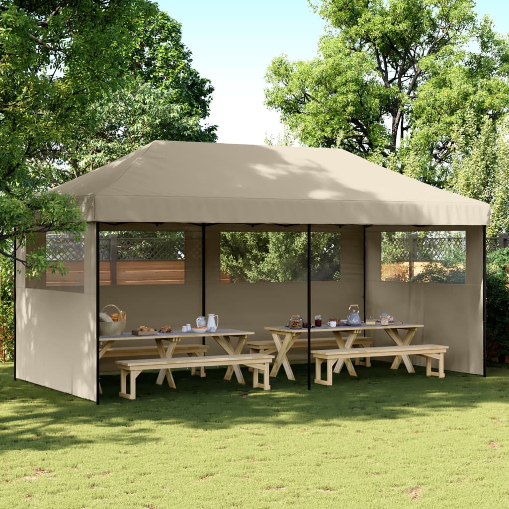Skládací party stan pop-up se 3 bočními stěnami taupe