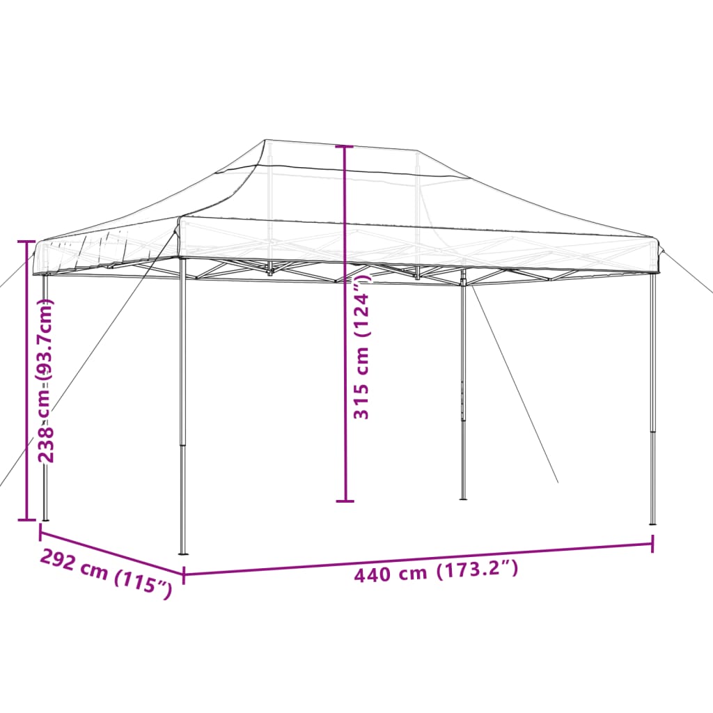 Skládací party stan pop-up zelený 440 x 292 x 315 cm