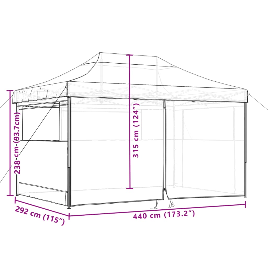 Skládací party stan pop-up se 4 bočními stěnami zelený