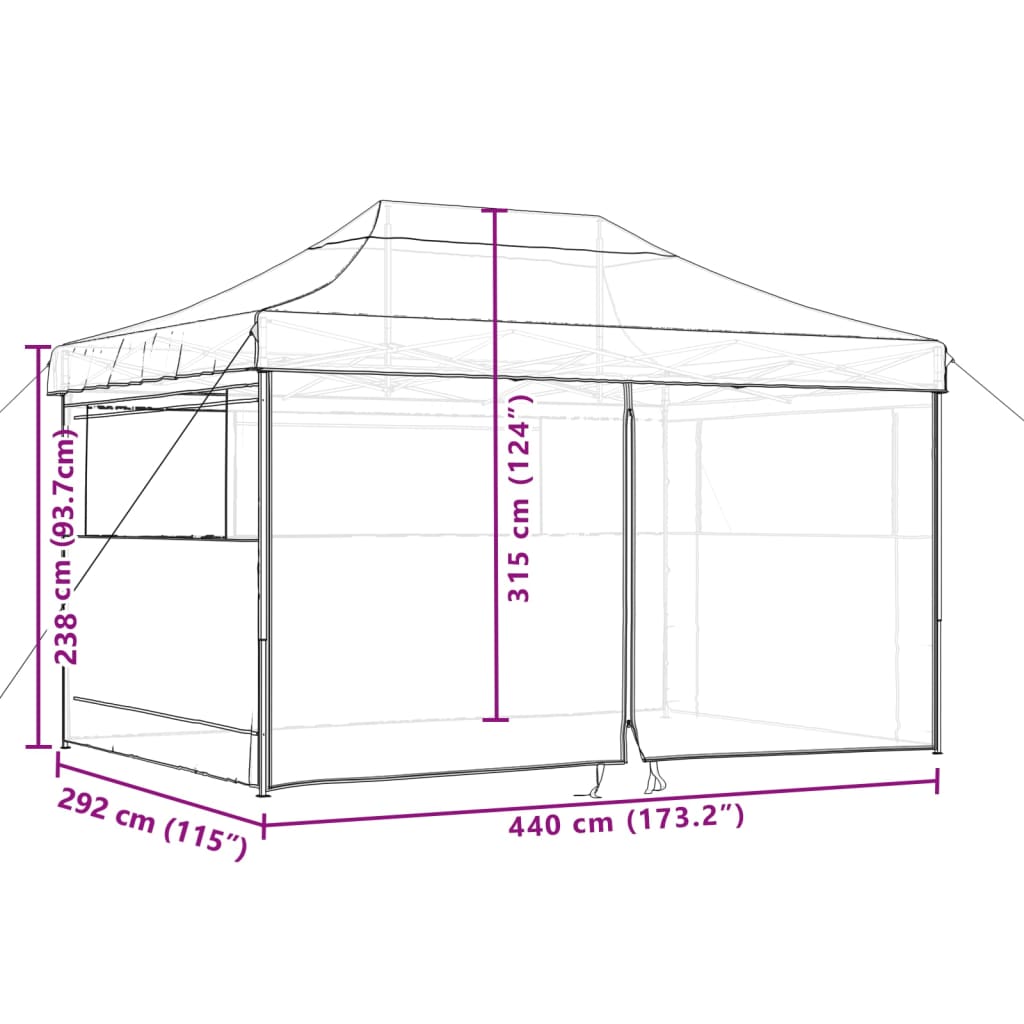 Skládací party stan pop-up se 4 bočními stěnami taupe