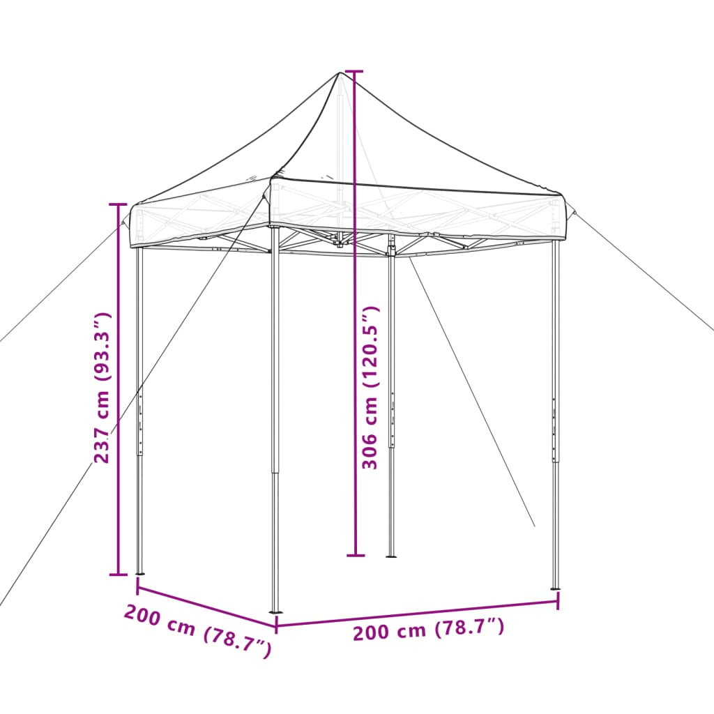 Skládací party stan pop-up taupe 200 x 200 x 306 cm