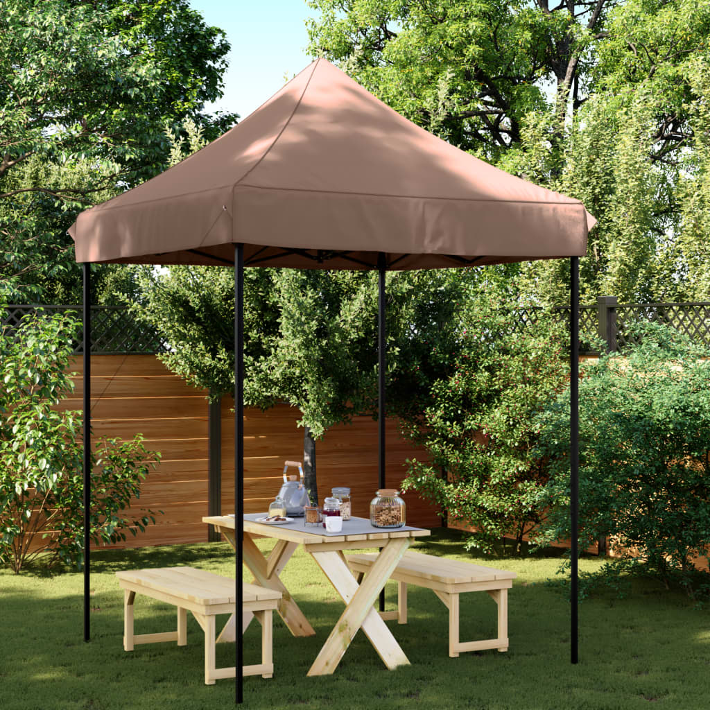 Skládací party stan pop-up hnědý 200 x 200 x 306 cm