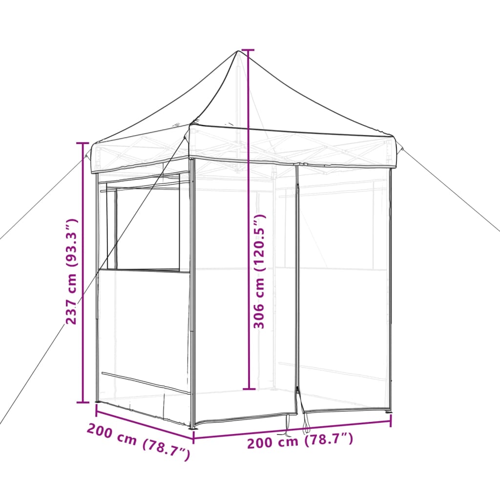 Skládací party stan pop-up se 4 bočními stěnami taupe