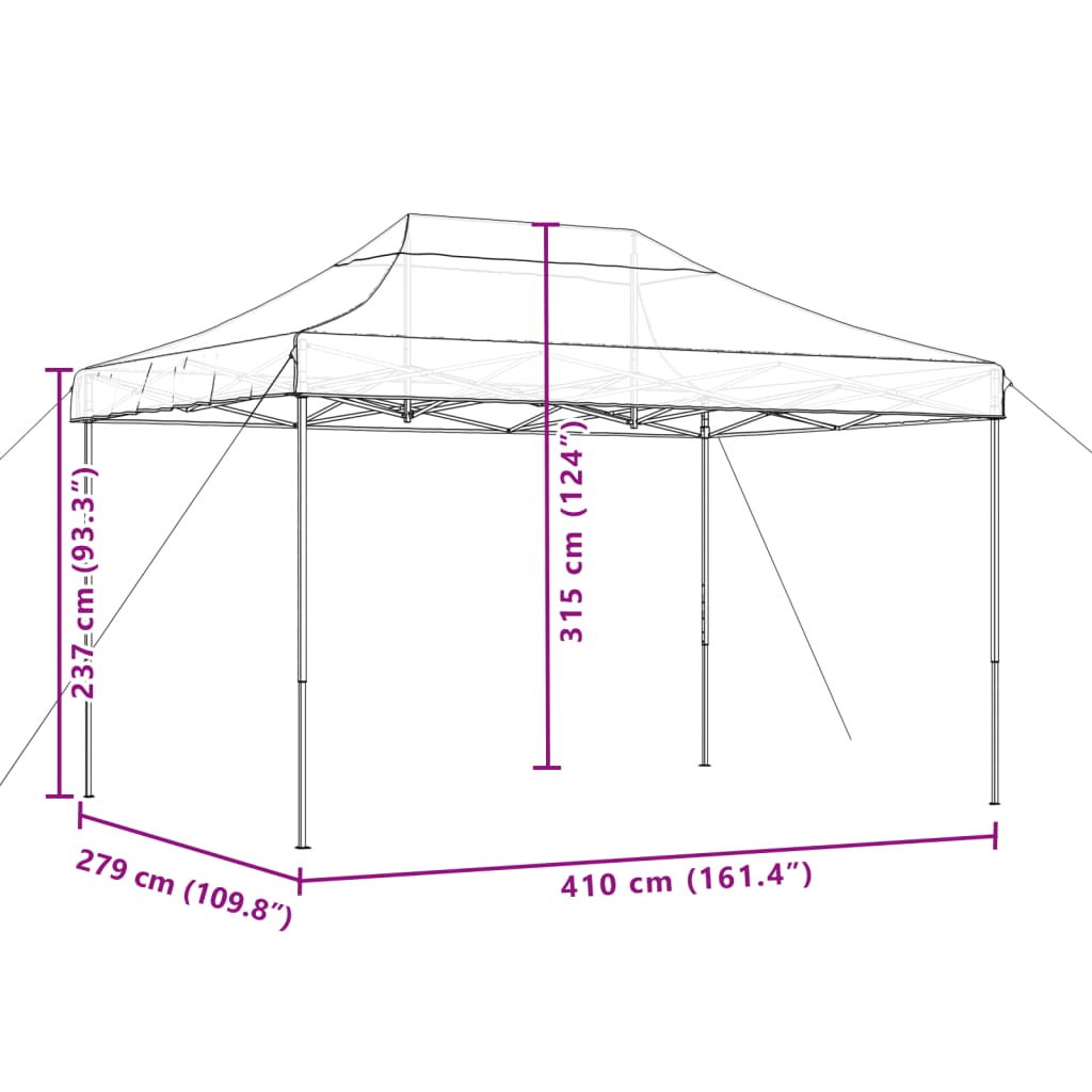Skládací party stan pop-up terakota 410 x 279 x 315 cm