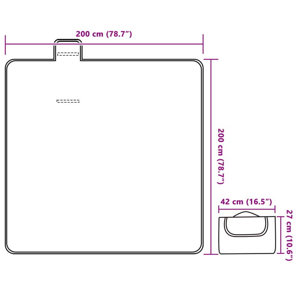 Pikniková deka skládací červené a modré pruhy 200x200 cm samet