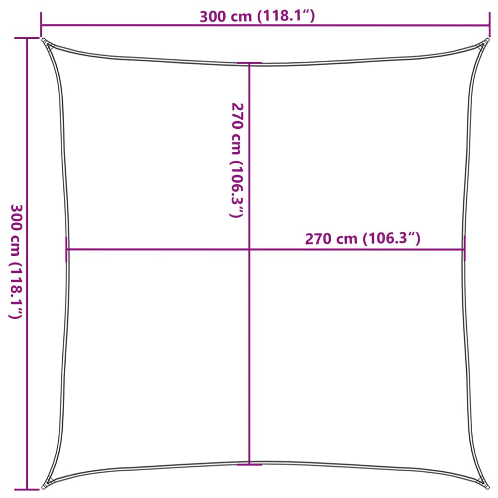 Plachta proti slunci 160 g/m² čtverec písková 3 x 3 m HDPE
