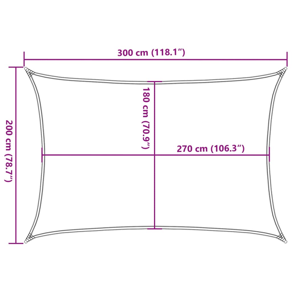 Plachta proti slunci 160 g/m² obdélník písková 2 x 3 m HDPE