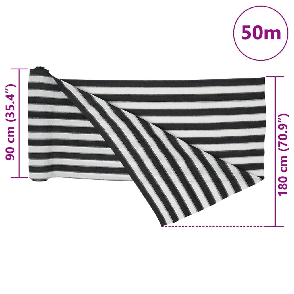 Stínicí tkanina antracitová a bílá 1,8 x 50 m HDPE 75 g/m²