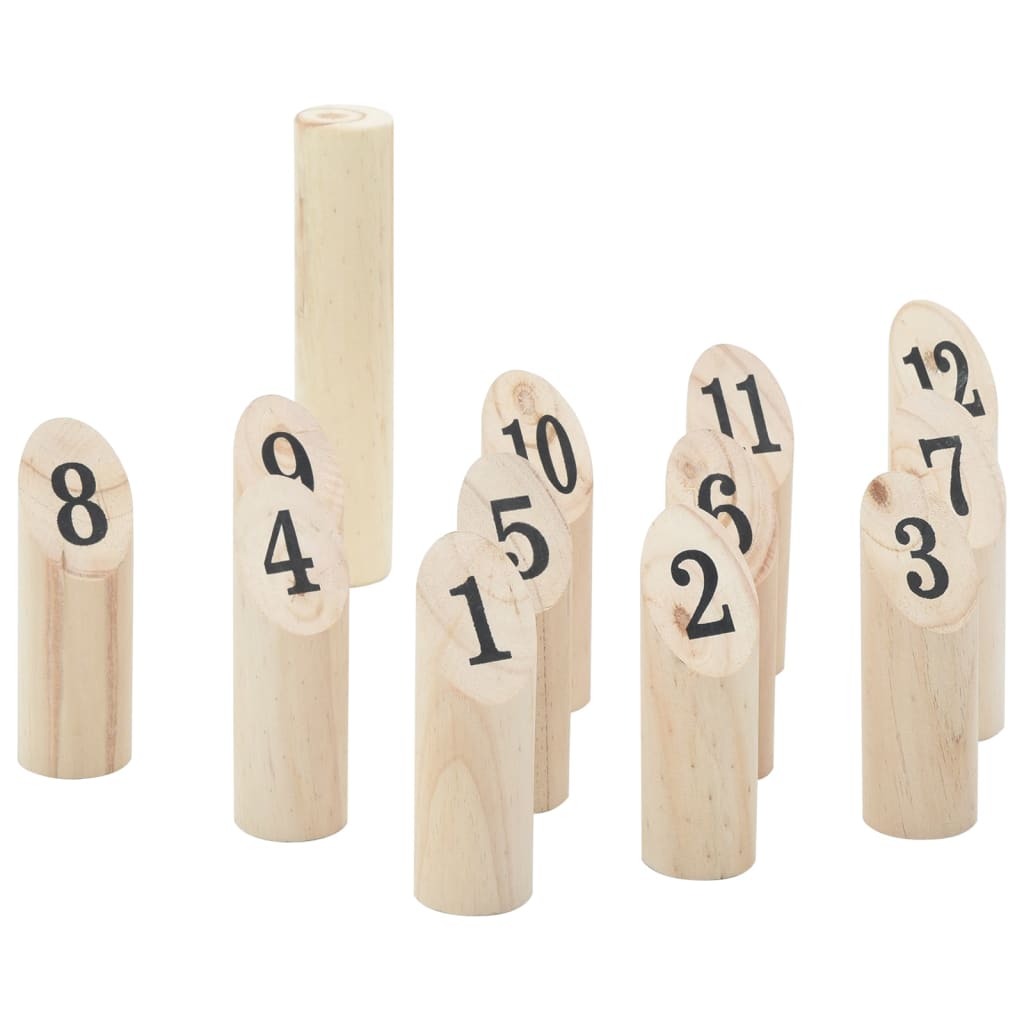 13dílná herní sada kubb s čísly přenosný vak masivní borovice