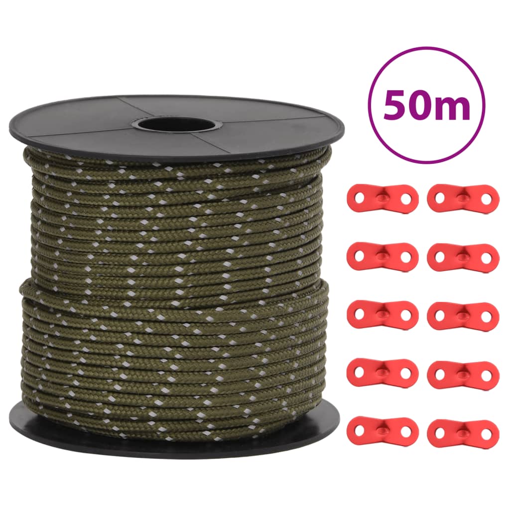 Stanové lanko s reflexními proužky a napínáky 50 m 4 mm