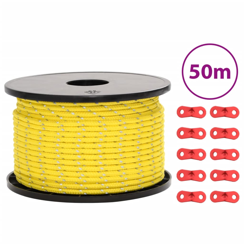 Stanové lanko s reflexními proužky a napínáky 50 m 5 mm