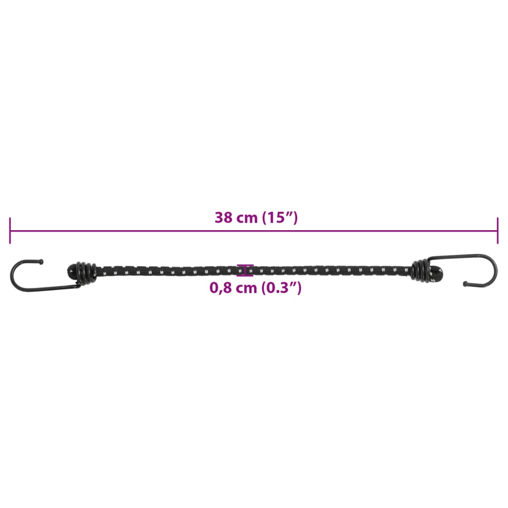 Gumicuky s reflexním proužkem a háčky 25 ks 38 cm