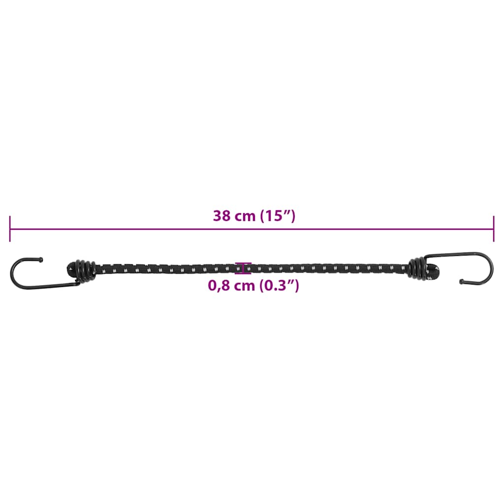 Gumicuky s reflexním proužkem a háčky 50 ks 38 cm