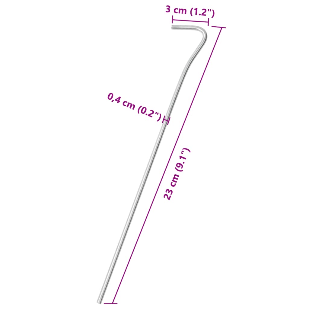 Stanové kolíky 25 ks 23 cm Ø 4 mm pozinkovaná ocel