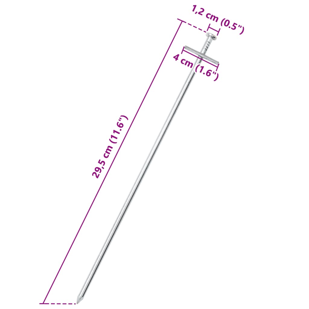 Stanové kolíky 24 ks 29,5 cm Ø 6 mm pozinkovaná ocel