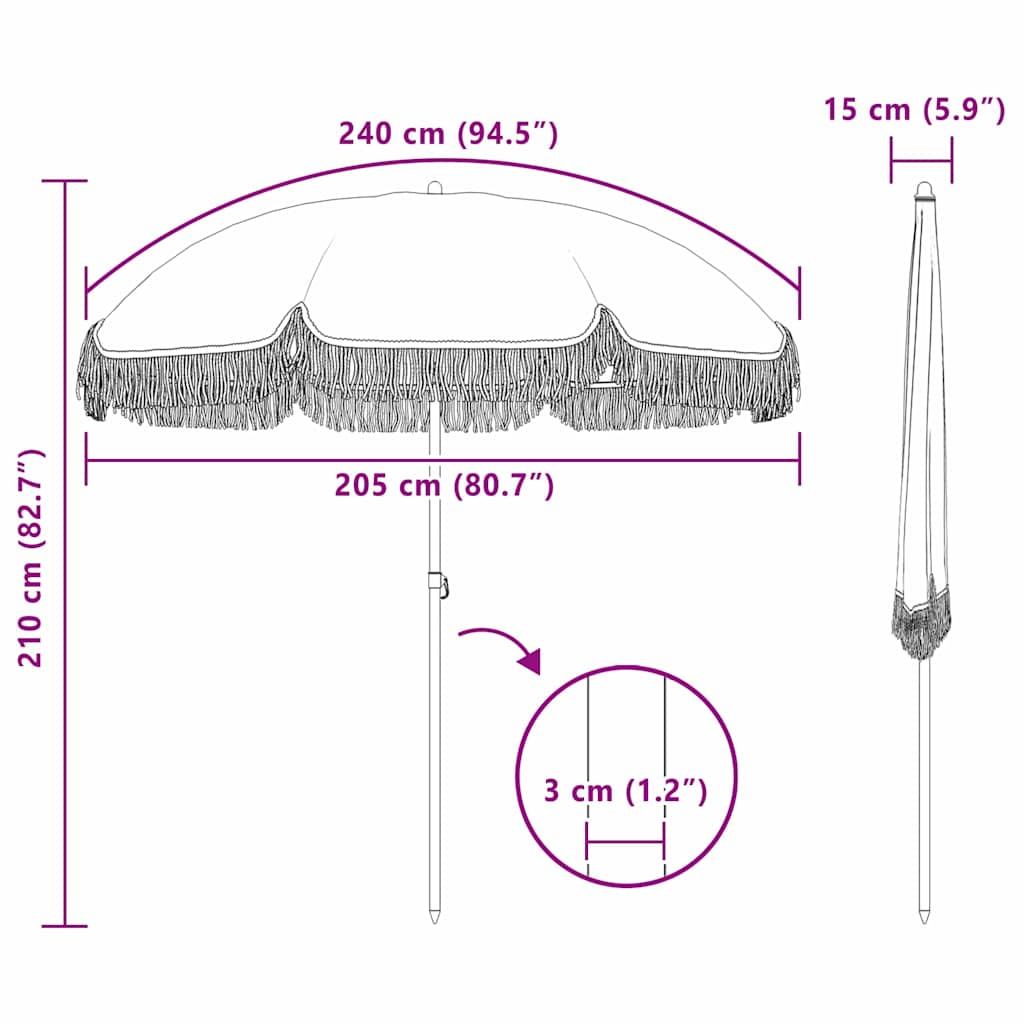 Slunečník Žlutá a bílá Ø 205 x 209 cm Ocel