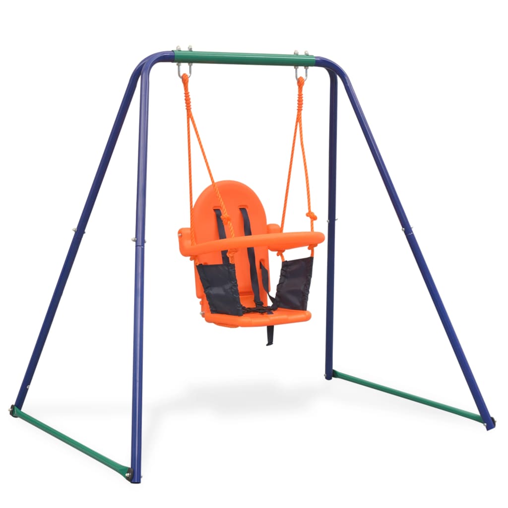 Houpačka pro jedno dítě a houpačka pro batole 2 v 1 oranžová