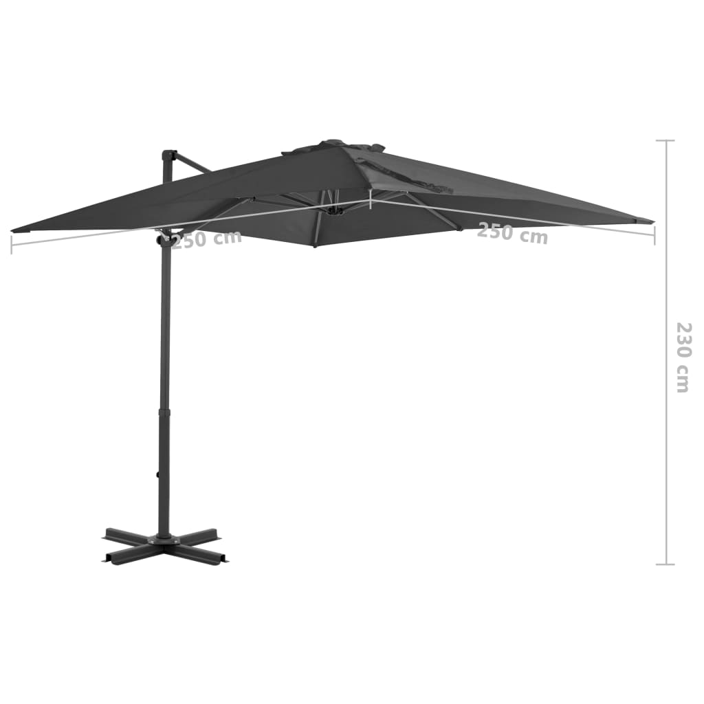 Konzolový slunečník s hliníkovou tyčí 250 x 250 cm antracitový