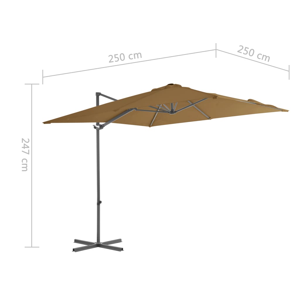 Konzolový slunečník s ocelovou tyčí 250 x 250 cm barva taupe