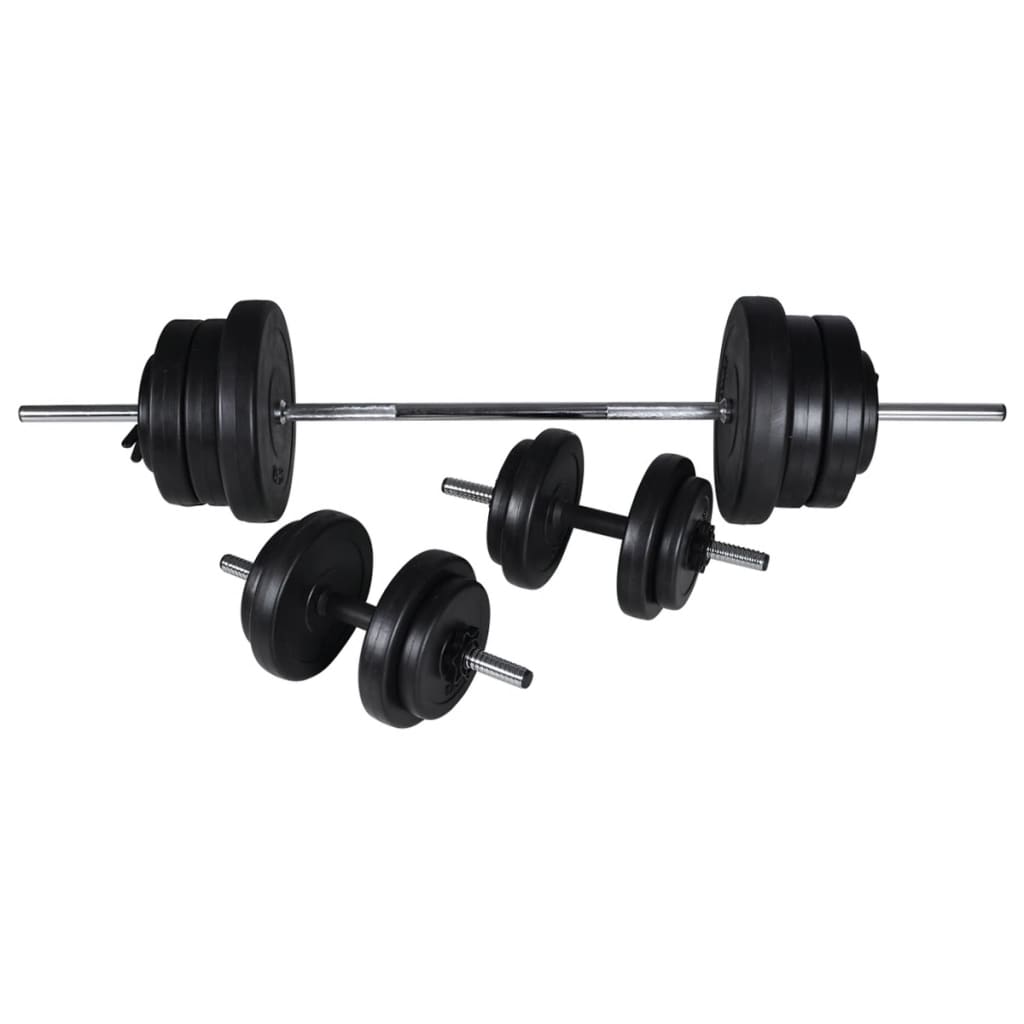 Posilovací lavice se stojanem na závaží a sadou činek 60,5 kg
