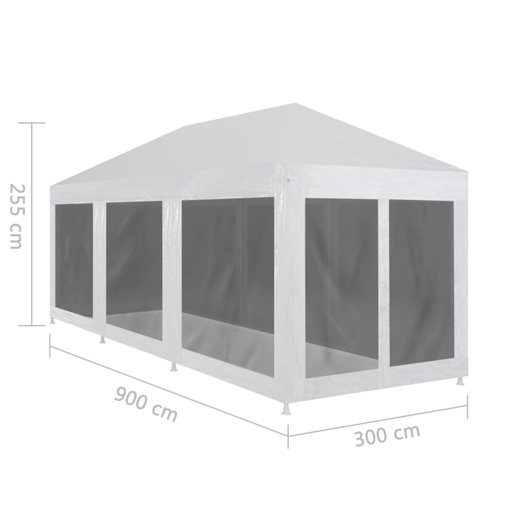 Party stan s 8 bočními stěnami ze síťoviny 9 x 3 m