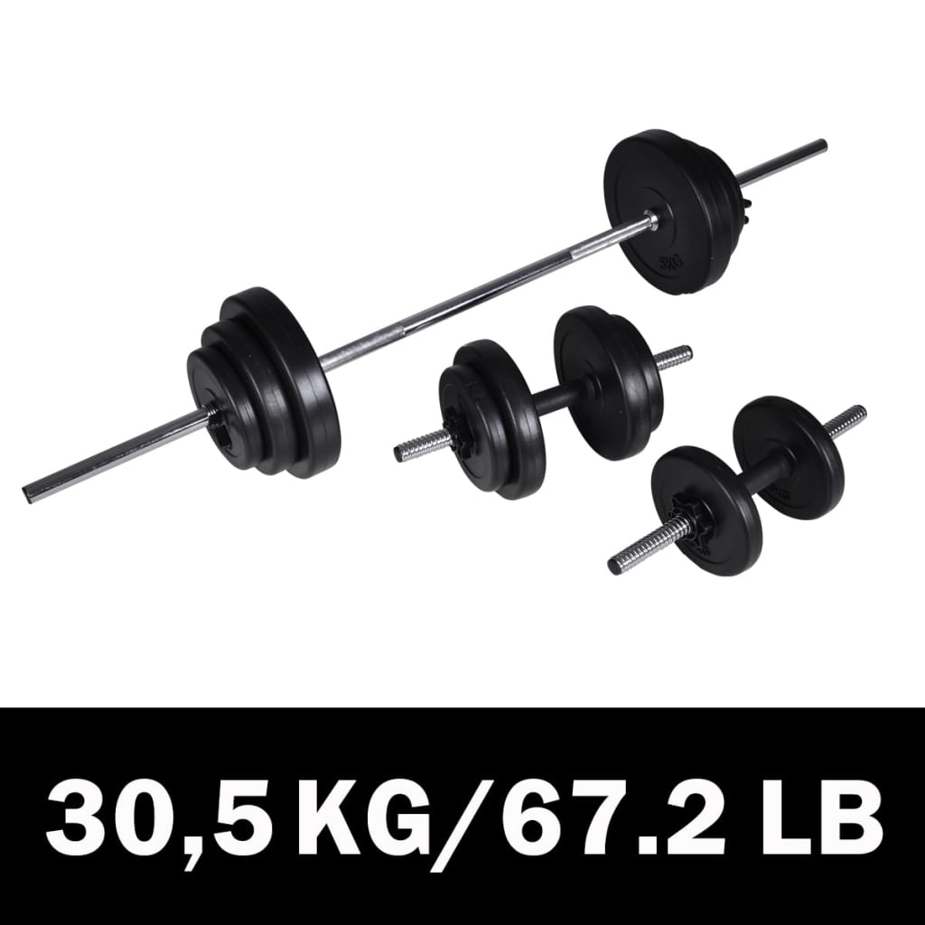 Set 2 činek + vzpěračská činka 30,5 kg