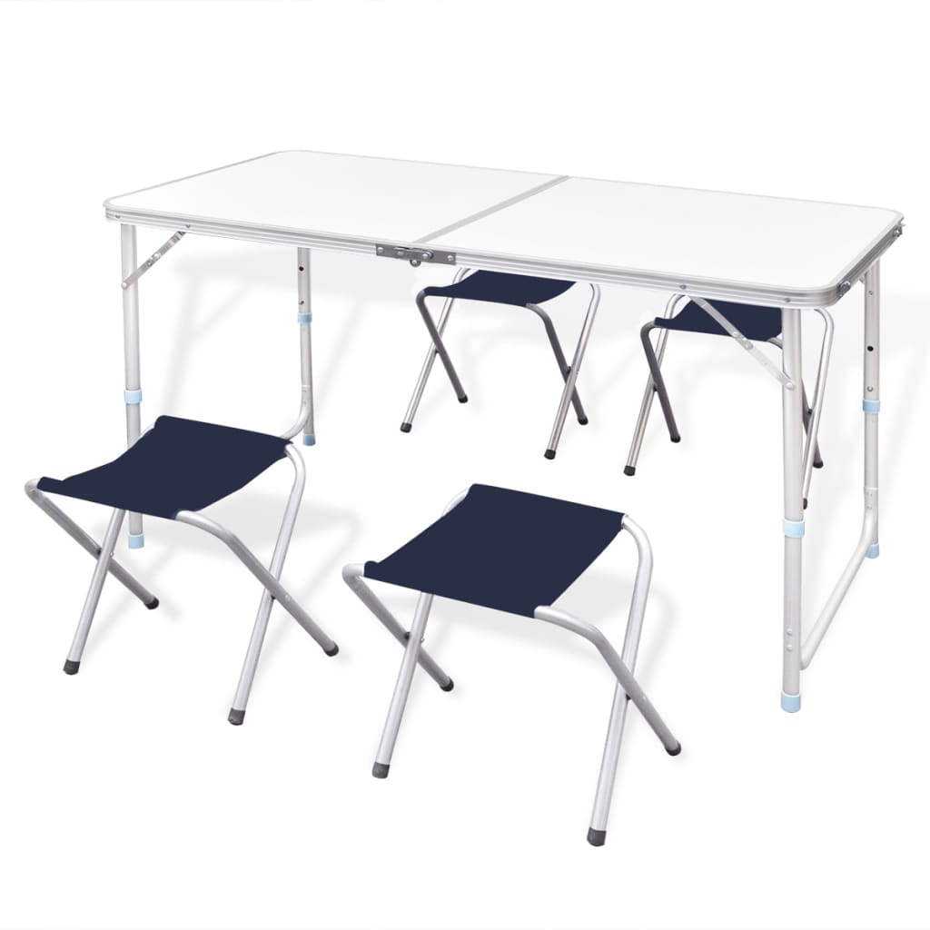 Skládací kempingový set 4 stoličky nastavitelná výška 120x60 cm