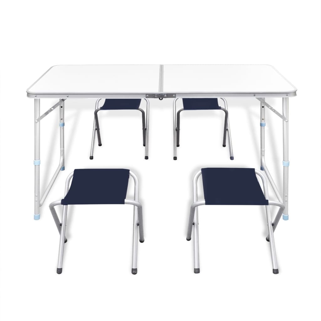 Skládací kempingový set 4 stoličky nastavitelná výška 120x60 cm
