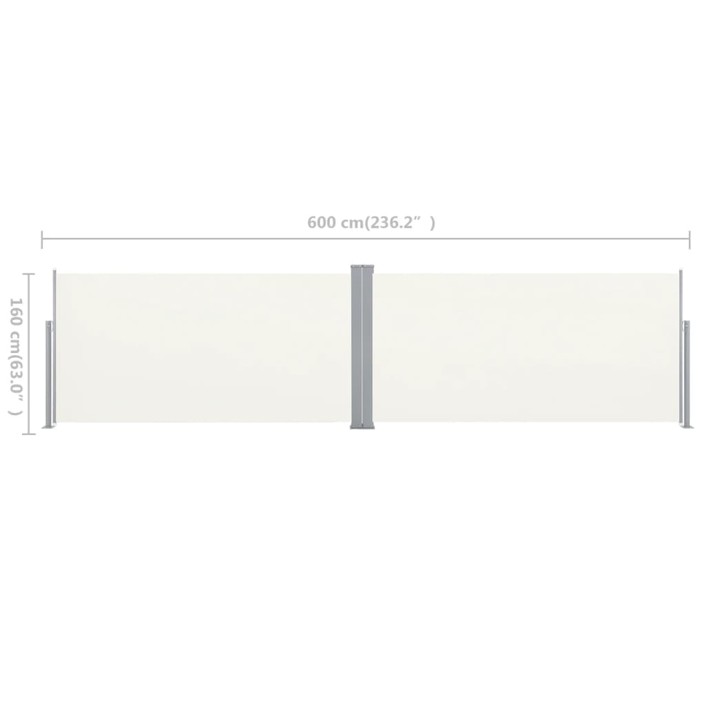 Zatahovací postranní markýza / zástěna, 160x600 cm, krémová