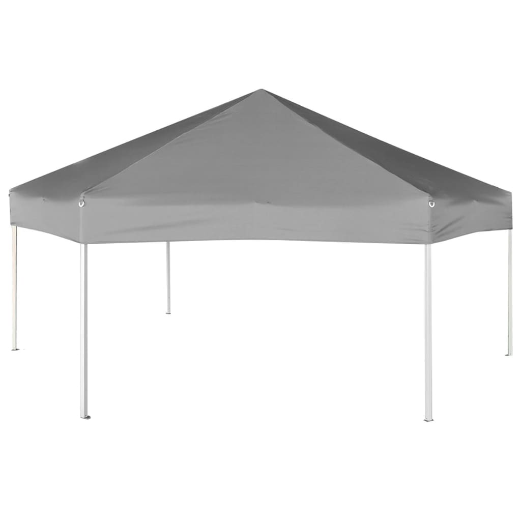 Šestiúhelníkový party stan s 6 stěnami šedý 3,6 x 3,1 m