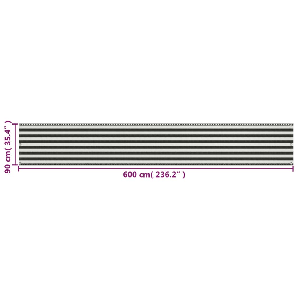 Balkónová zástěna HDPE 90x600 cm antracitovo-bílá