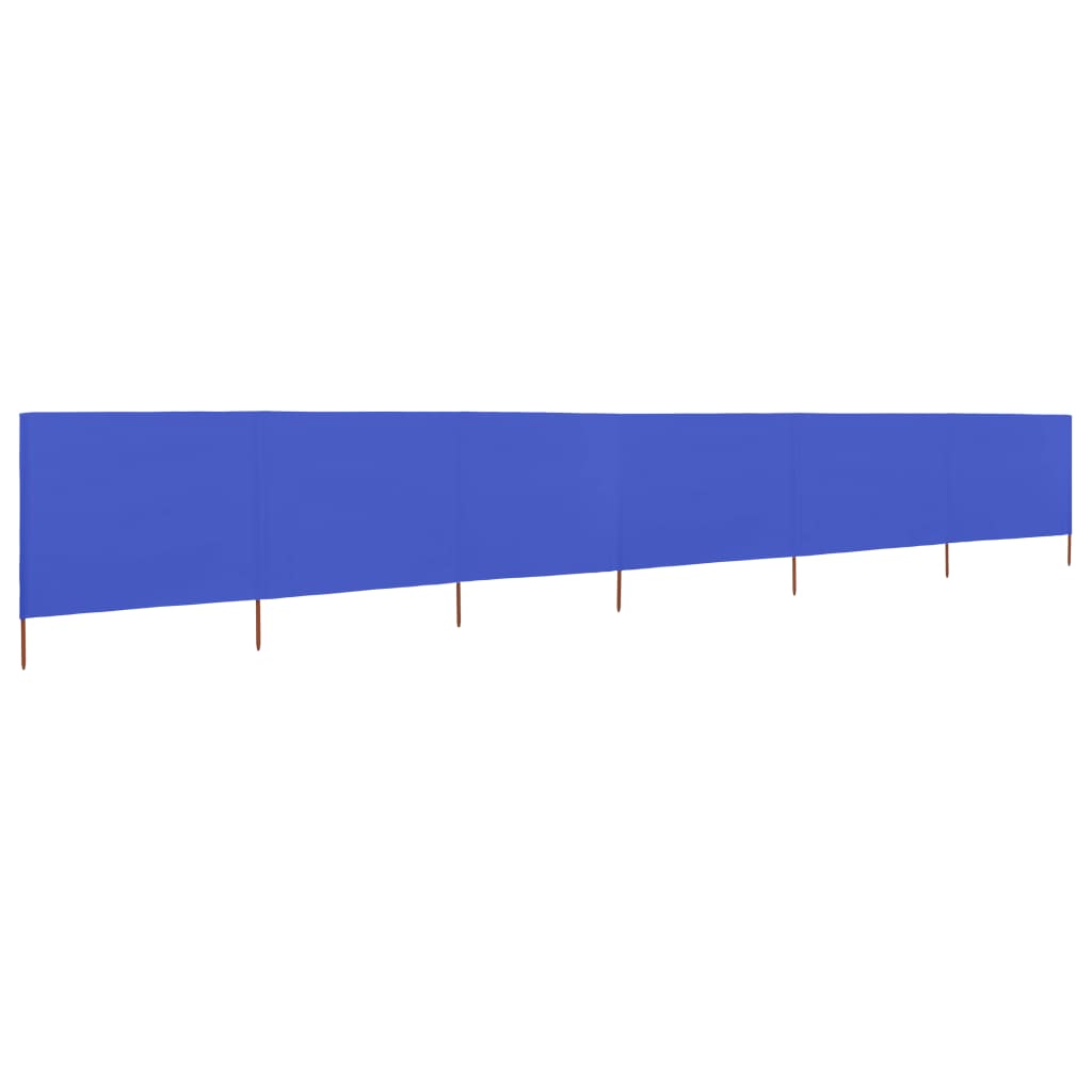 6dílná zástěna proti větru látková 800 x 80 cm azurově modrá